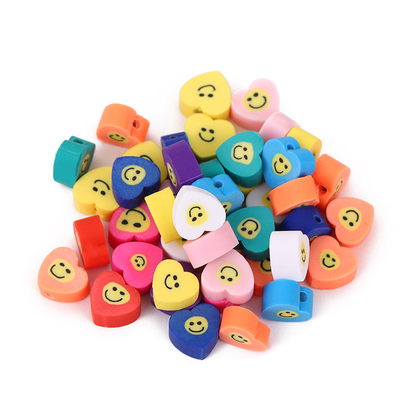 Cross-Border Hot Selling Handmade Beaded DIY Ornament Polymer Clay Beads Polymer Clay Slice Love Smiling Face Factory Direct Supply