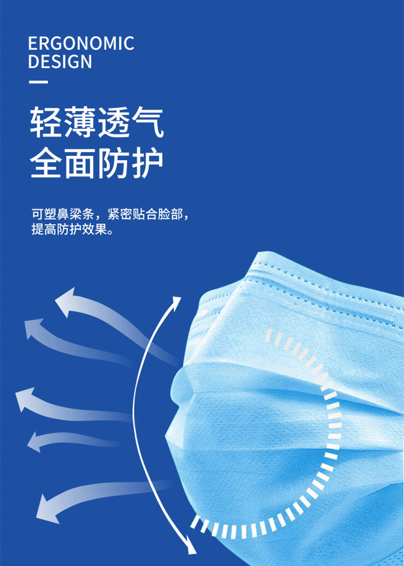 三奇3q成人医用外科口罩三层含熔喷一次性无纺布口罩非无菌10枚装