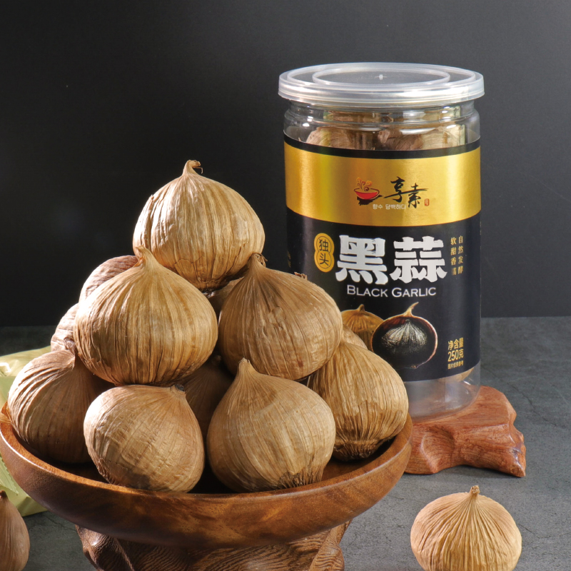 享素独头黑蒜山东金乡特产黑蒜头软糯香甜罐装紫皮蒜头发酵即食