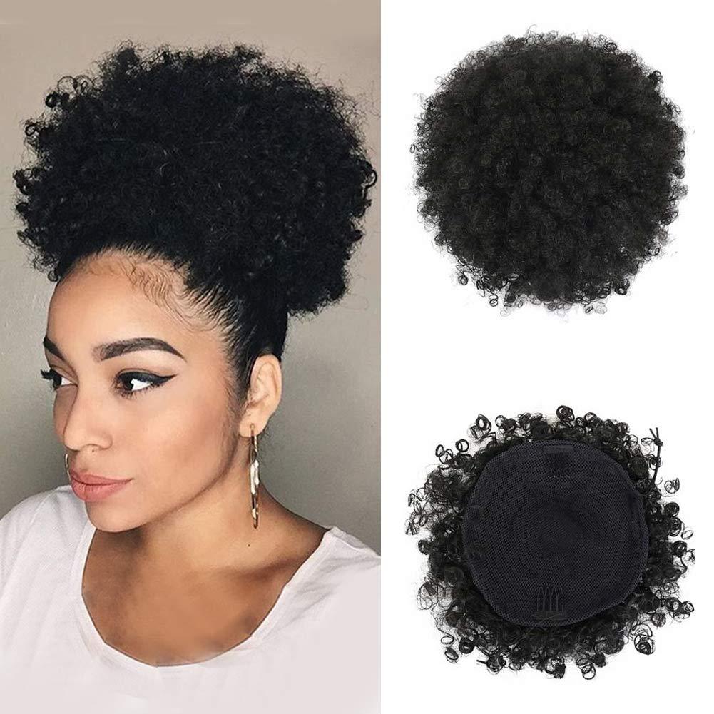 外贸非洲假发发苞爆炸头蓬松卷毛毛虫发髻发包afro puff hair bun