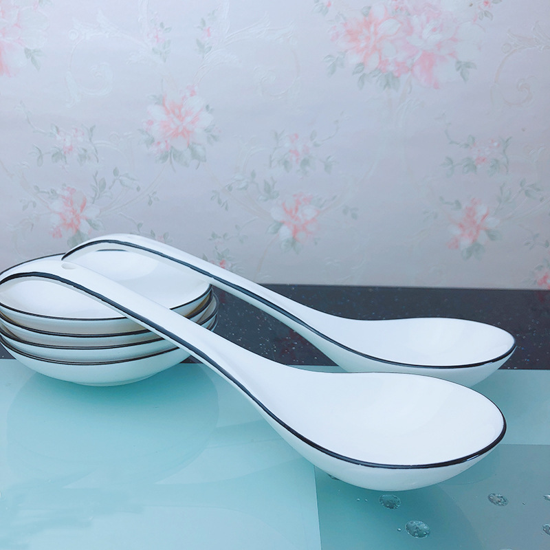 小勺子家用汤勺陶瓷喝汤用成人调羹创意瓷匙汤匙白景德镇可爱瓢羹