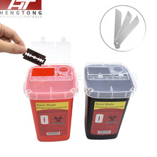 一次性刀片回收桶利器锐器盒黑色红色塑料刀片方形垃圾桶外贸批发