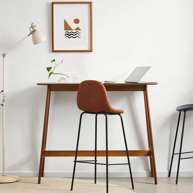 吧台桌实木高脚桌子家用吧台圆桌创意简约吧台组合靠墙长条酒简易