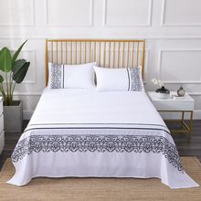 家用柔软白色纯棉刺绣双人床单单件全棉绣花睡单枕套单人1.5米1.8