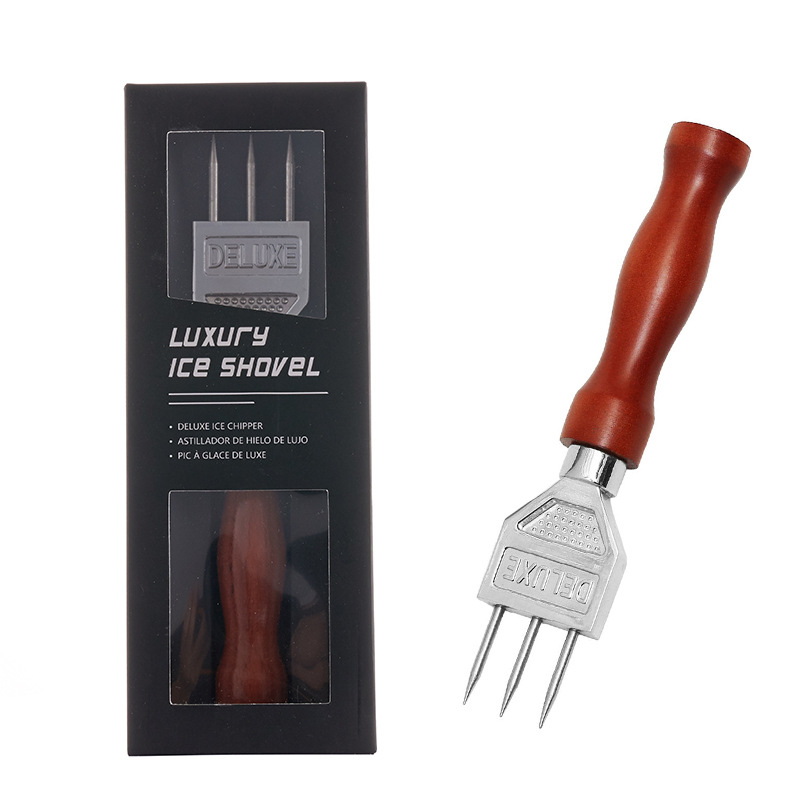 Stainless Steel Three-Column Ice Cone Rubber Handle Ice Chisel Bar Spirits Cocktail Ice Hockey Chisel Ice Cone