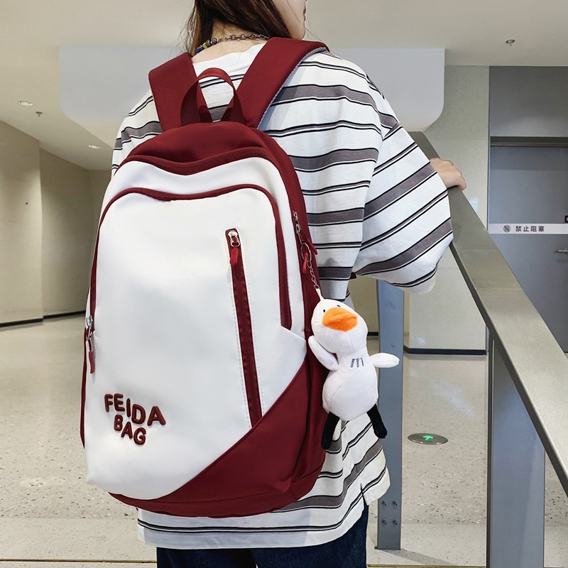 Junior High School Schoolbag Female College Student Girls Contrast Color Japanese Backpack Large Capacity Convenient Travel Leisure Simple Backpack