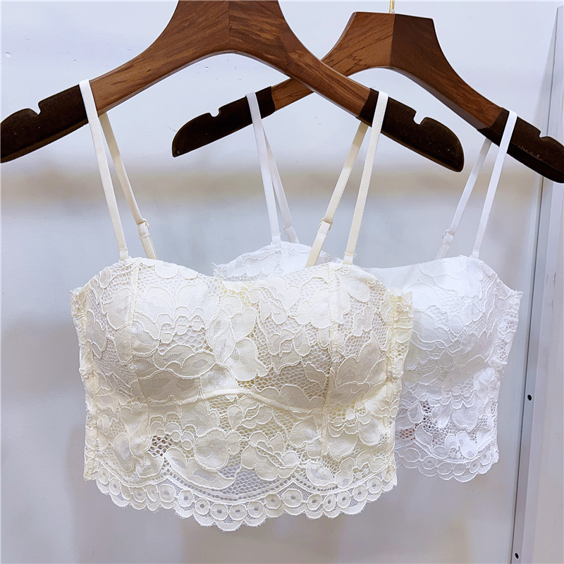 66017仙女纯欲蕾丝小吊带背心式抹胸防走光内衣性感美背内搭外穿