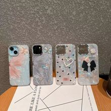 高级感INS贝壳纹蝴蝶适用iPhone15半透明14ProMax手机壳13P潮流12