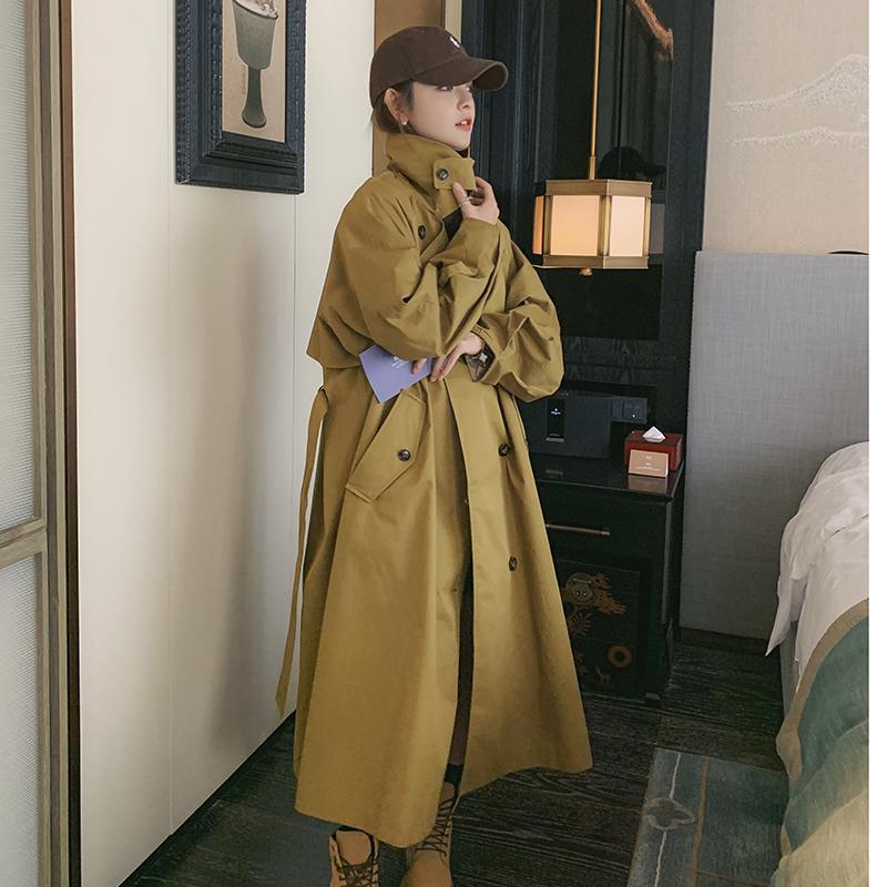 高级感女装冷淡风韩系风格穿搭长款过膝风衣春秋新款宽松显瘦外套