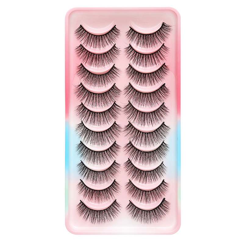 Dingsen False Eyelashes Factory Europe and America Cross Border Stable Supply 10 Pairs of Natural Models Curling Thick Eyelash