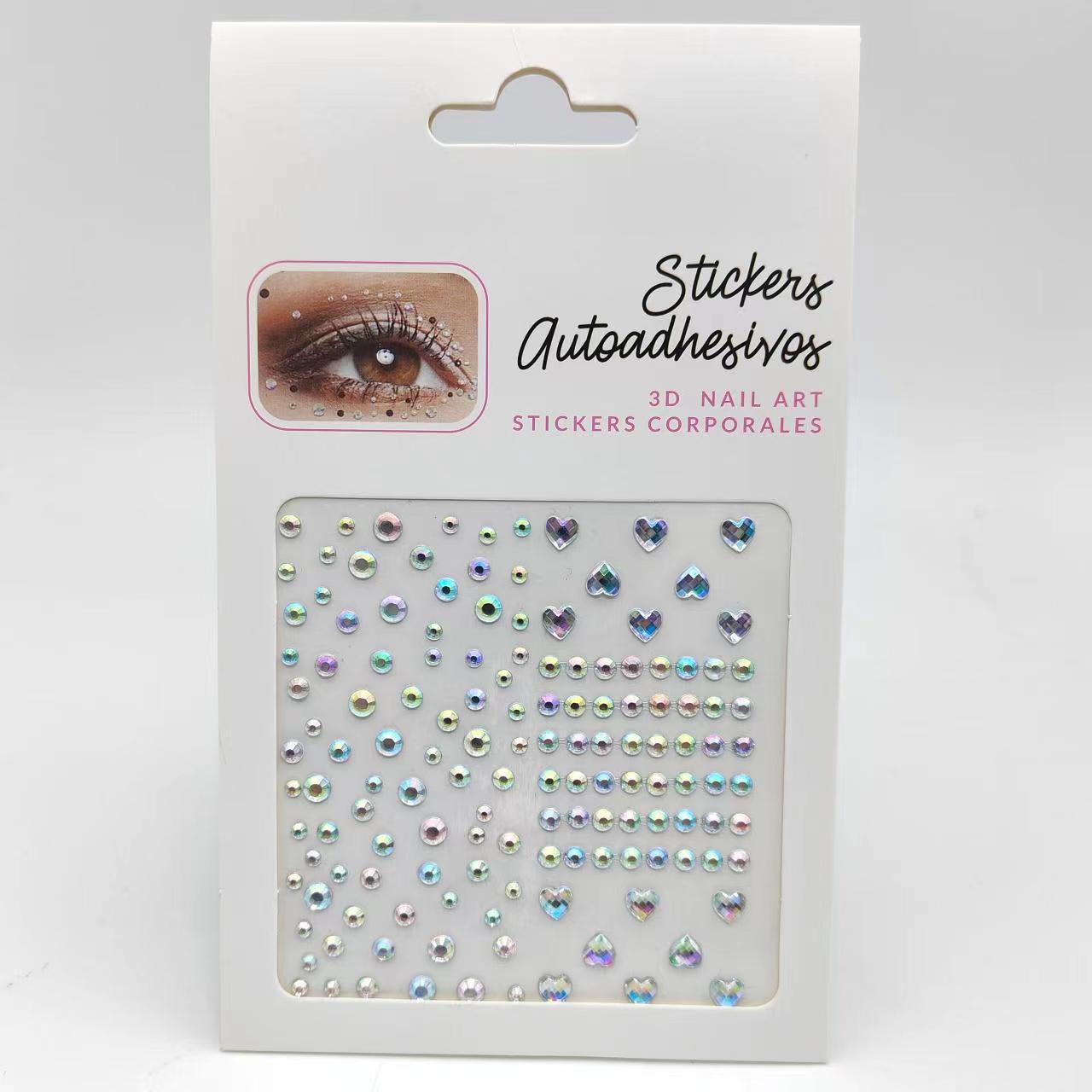 New Stage AB Color Sequin Eye Shadow Diamond Heart Water Drops Broken Rhinestones Paster Face Tear Eye Tail Flash Diamond Sticker Colorful