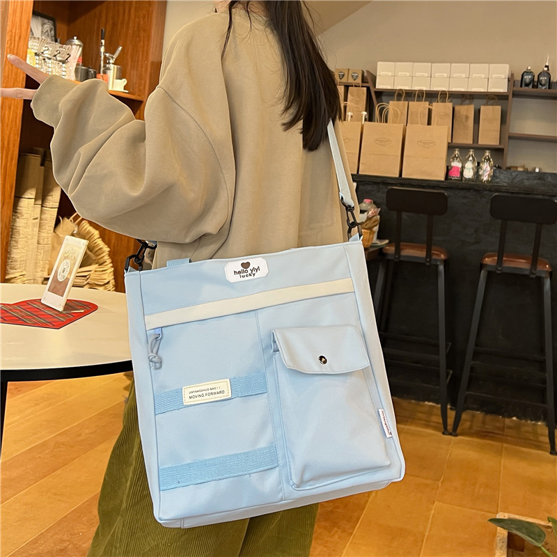 Single Shoulder Bag Women's Large Capacity Canvas Handbag Student Fashion All-Match Commuter Make-up Bag Ins Korean Mummy Bag