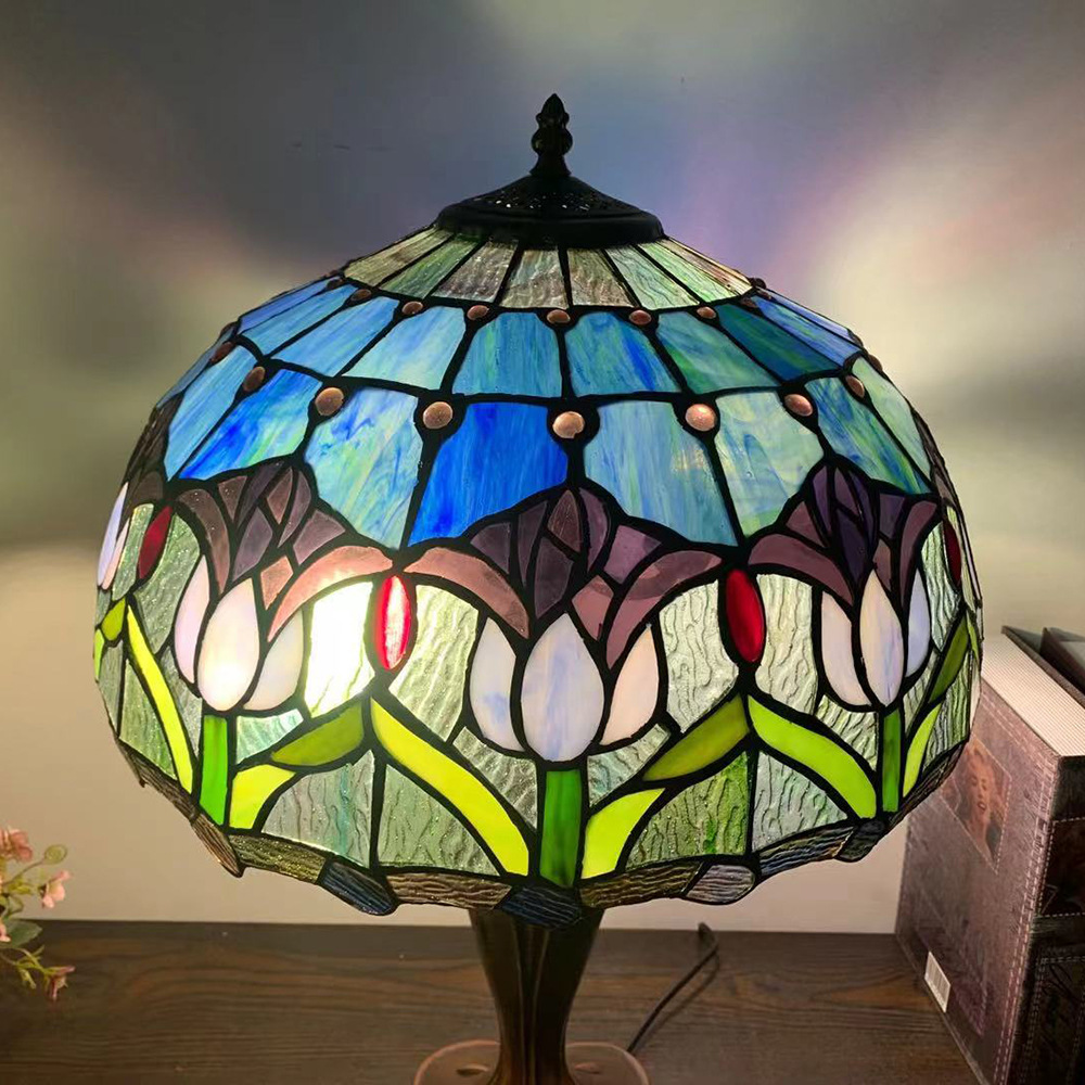 美式乡村彩色蒂凡尼室内装饰阅读台灯批发床头氛围灯 led彩色台灯