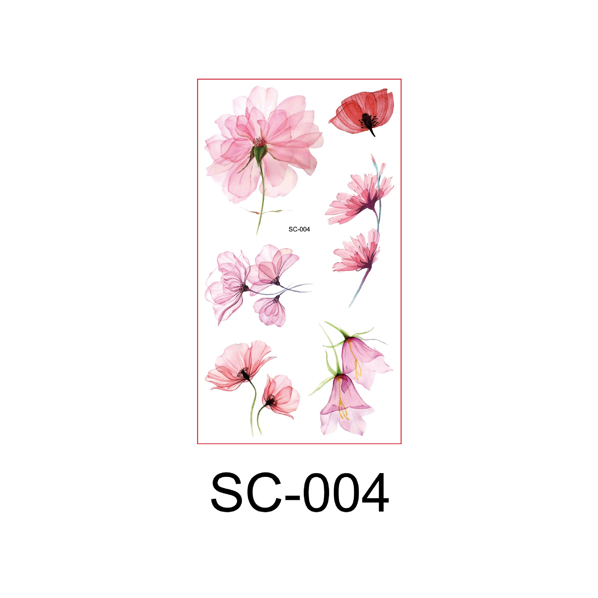 Watercolor Fresh Flowers Antique Style Tattoo Sticker Paper Hand Back Clavicle Chest European and American Scar Covering Flower Arm Tattoo Sticker