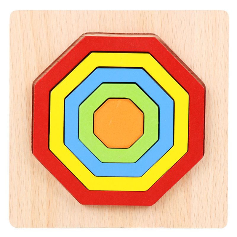 Danniqite Montessori Teaching Aids Rainbow Shape 3D Puzzle Model Infant Children Shape Recognition Grab Board Toys