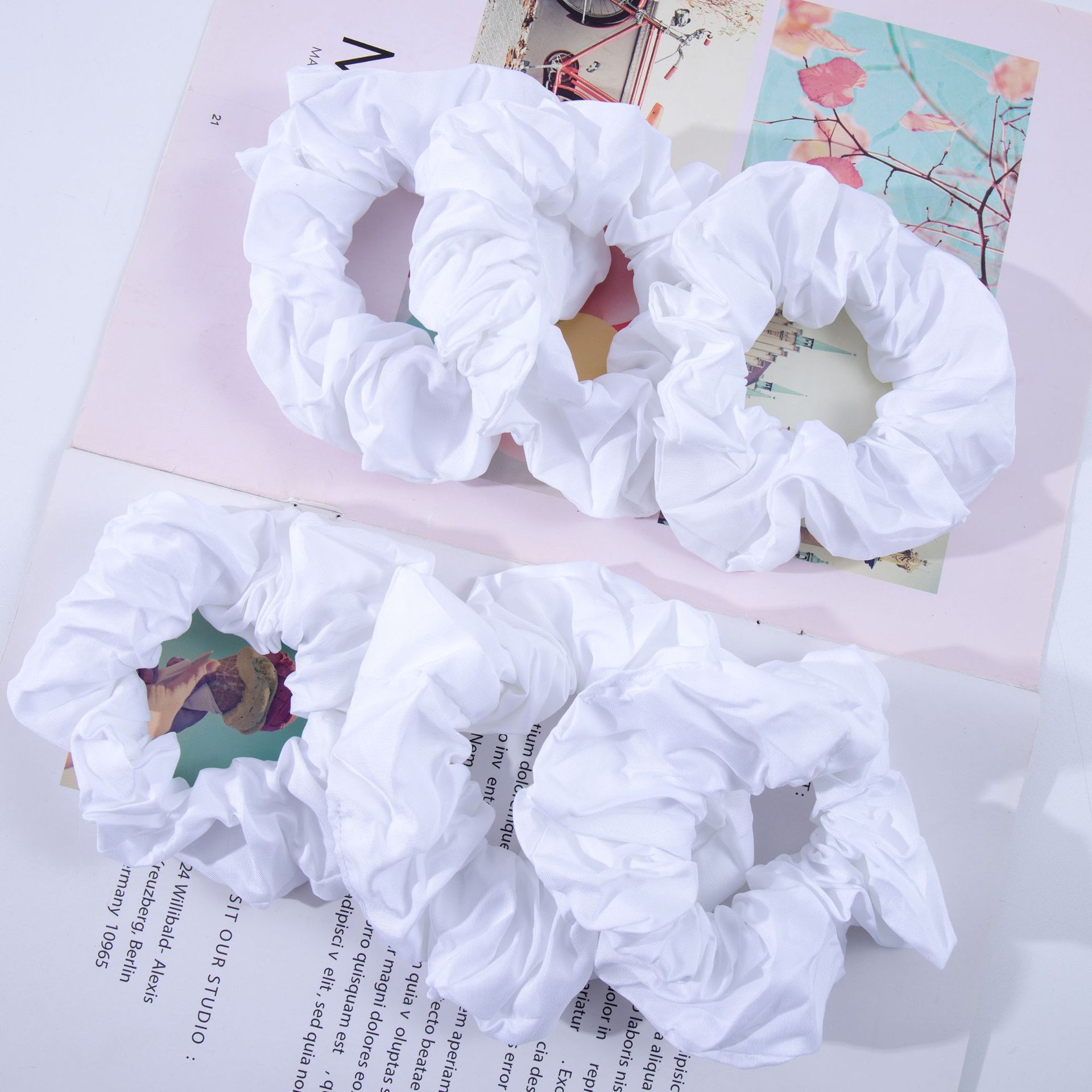 Factory Direct Supply Amazon Cross-Border New Arrival DIY Tie-Dyed Cotton White Large Intestine Hair Ring Ponytail Tie Hair Female Headdress