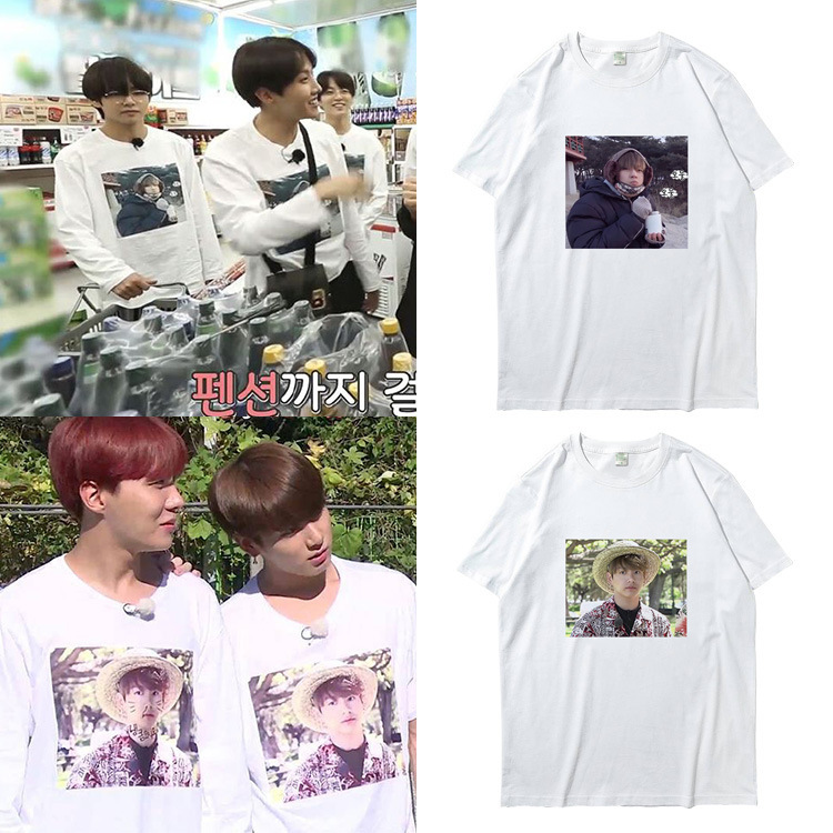 防弹少年团夏威夷小灰灰田柾国峨嵯山小脏脏金泰亨同款短袖t恤