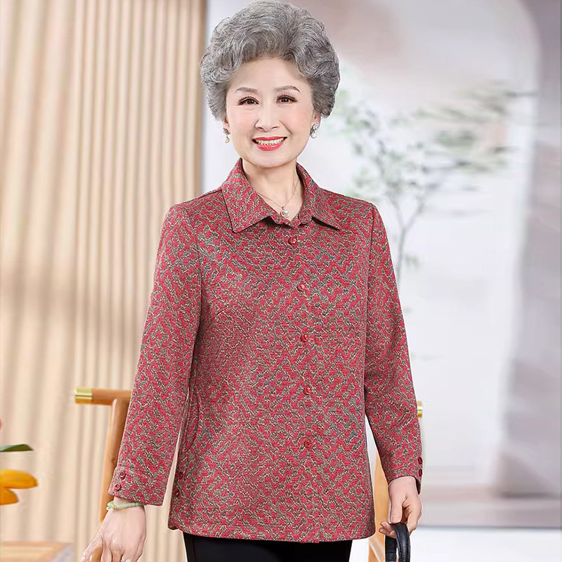 2024中老年女装妈妈装春装薄外套老太太60岁夏装长袖衬衫老人衣服