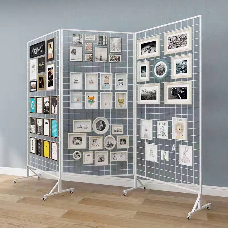 工厂销售折叠移动网格架铁艺网架广告展架画展展会作品展示架包邮