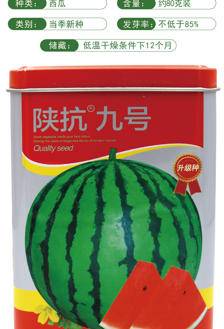 千普陕抗九号西瓜种子大红瓤花皮薄皮西瓜种籽农田菜园西瓜籽批发