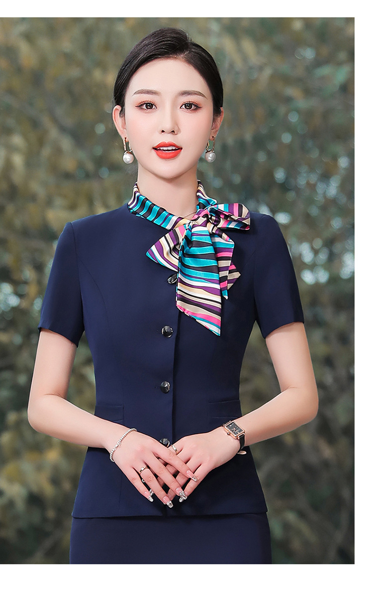 酒店前台服务员工作服职业女夏季短袖空姐制服餐饮饭店美容师套装