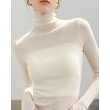秋冬白色高领羊毛针织衫女洋气堆堆领气质内搭打底毛衣感上衣