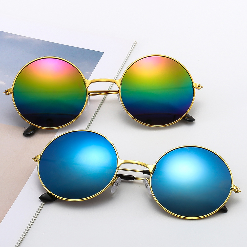 metal round sunglasses retro sunglasses men‘s and women‘s glasses prince glasses plain glasses color reflective sunglasses