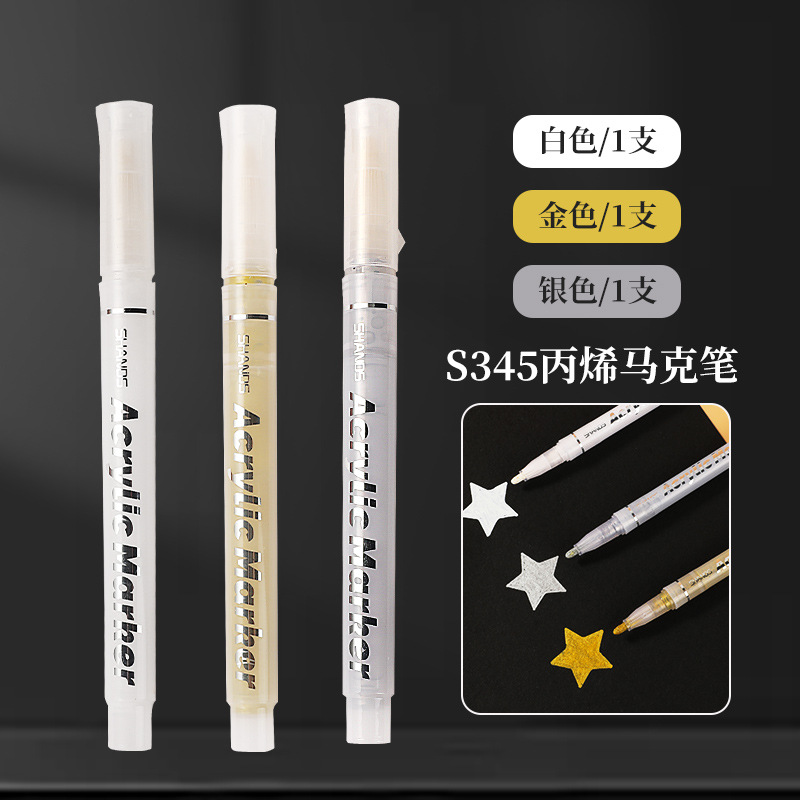 High Gloss Gold and Silver White Child Drawing Graffiti Pen Water-Based Acrylic Paint Marking Pen Art Painting Acrylic Marker Pen