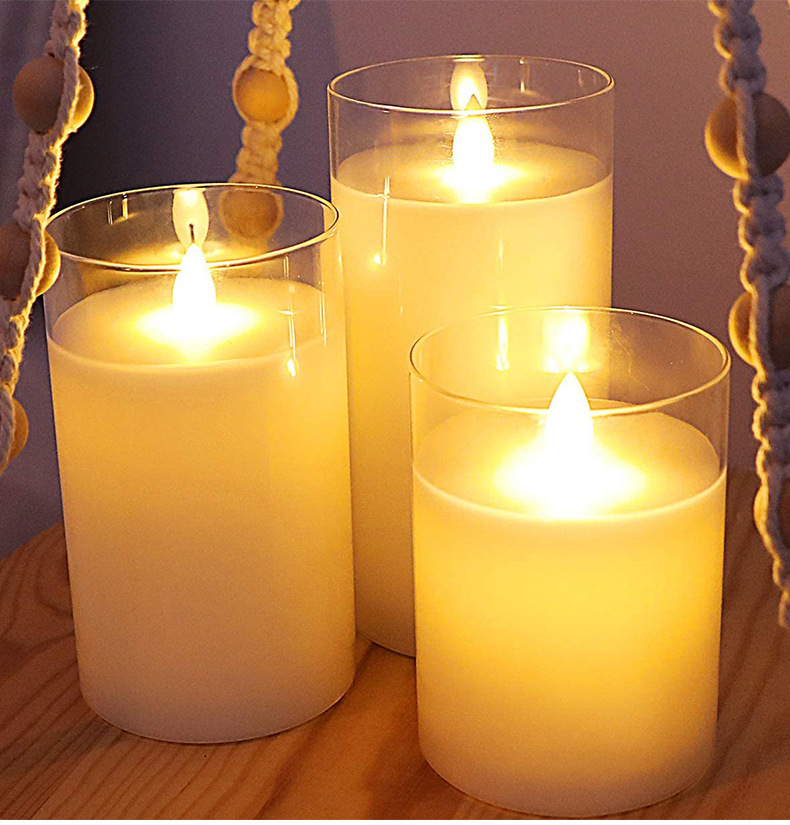 led电子蜡烛灯玻璃杯高尺寸摇摆无烟蜡烛生日求爱引路表白装饰灯