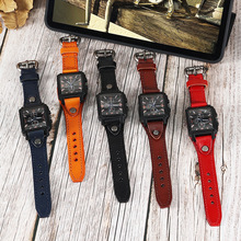 新款真皮表带手表男女通用情侣电子手表可拆卸表带腕表男士手表