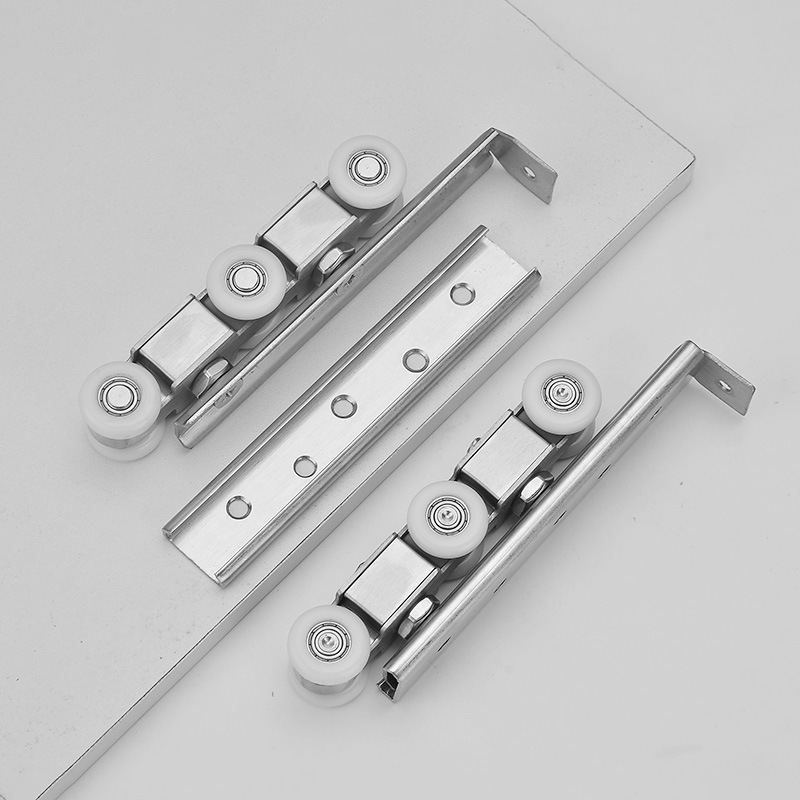 不锈钢移门滑轮静音吊轨吊轮门窗衣柜门缓冲推拉门滚轮滑轨道