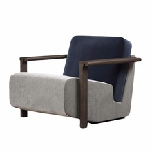 设计师TJYKQ-18#白腊实木单人扶手休闲沙发椅客厅卧房布艺单人沙