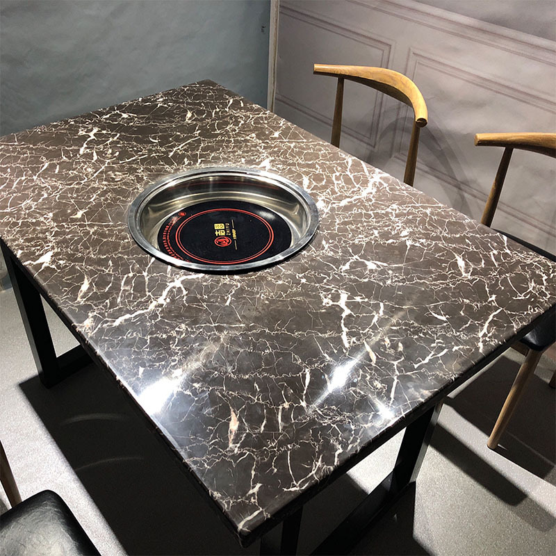 大理石火锅桌烤涮一体电磁炉一体商用无烟单人小火锅餐饮桌椅