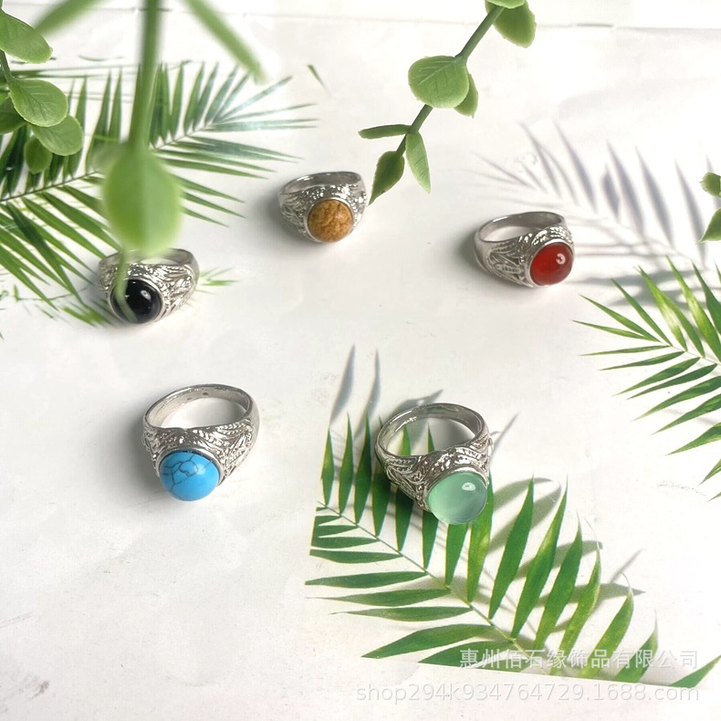 亚马逊外贸热卖玉石水晶清新甜美10包珠玛瑙戒指饰品配件厂家直供