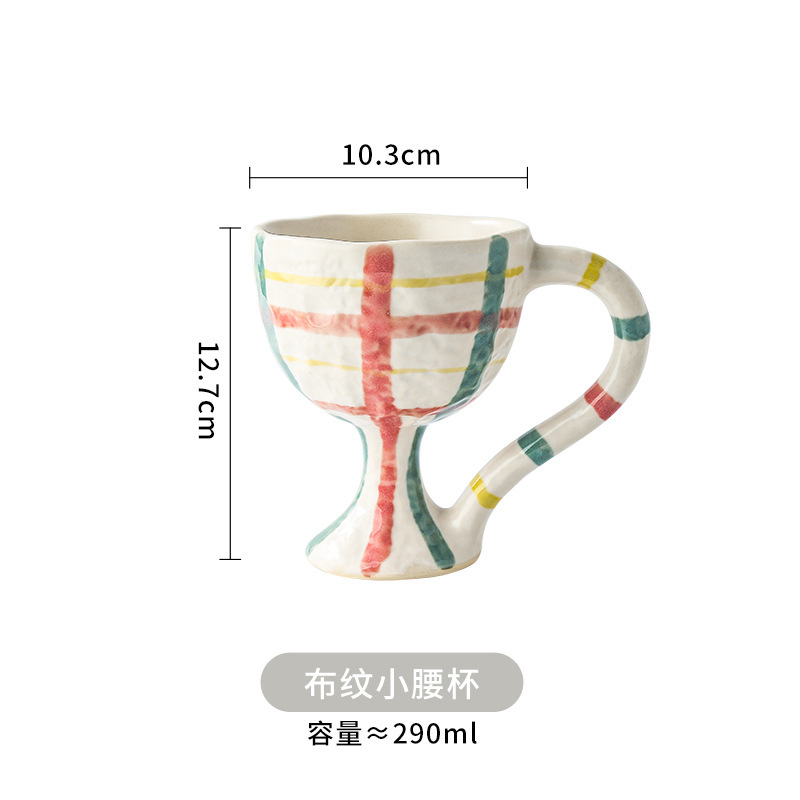 Handmade Floral Ceramic Liquor Glass Hand Pinch Cup Snack Cup Vintage Dessert Ice Cream Cup Ins Niche Decorative Goblet