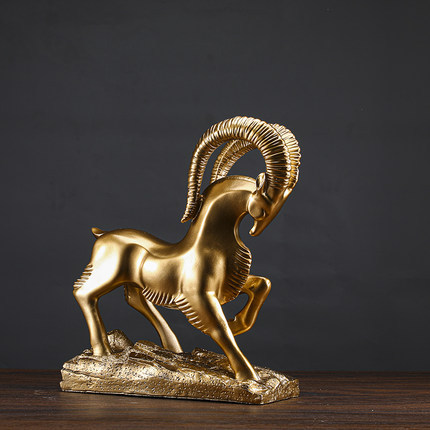 创意招财领头羊摆件领导办公室客厅生肖羊三羊开泰工艺品大号山羊