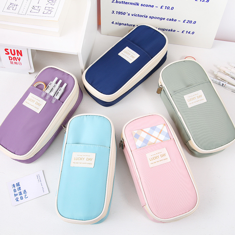 ins跨境爆款伸缩帆布外贸笔袋大容量铅笔袋网红文具盒马卡龙笔盒