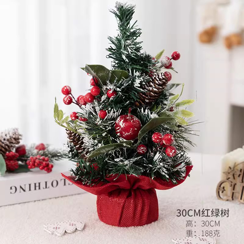 Cross-Border Christmas Flocking Pink Mini Christmas Tree Desktop Decoration Simulation Cedar Home Shopping Window Decoration