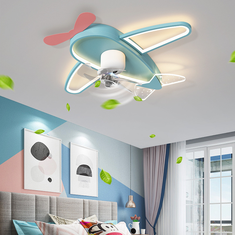Modern Simple Children's Fan Lamp Ceiling Light Household 360-Degree Rotating Boys and Girls Internet Celebrity Bedroom Light Smart