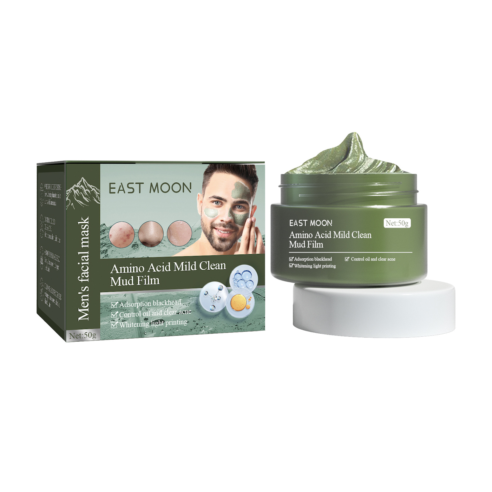 East Moon Amino Acid Mild Facial Clay Mask Mild Blackhead Pore Amino Acid Clay Mask