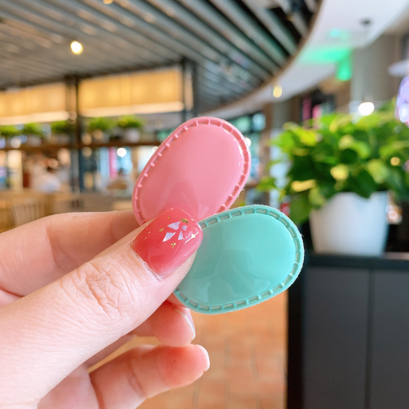 韩版儿童糖果色pu亮面发夹迷你小号女童宝宝刘海夹彩色碎发边夹