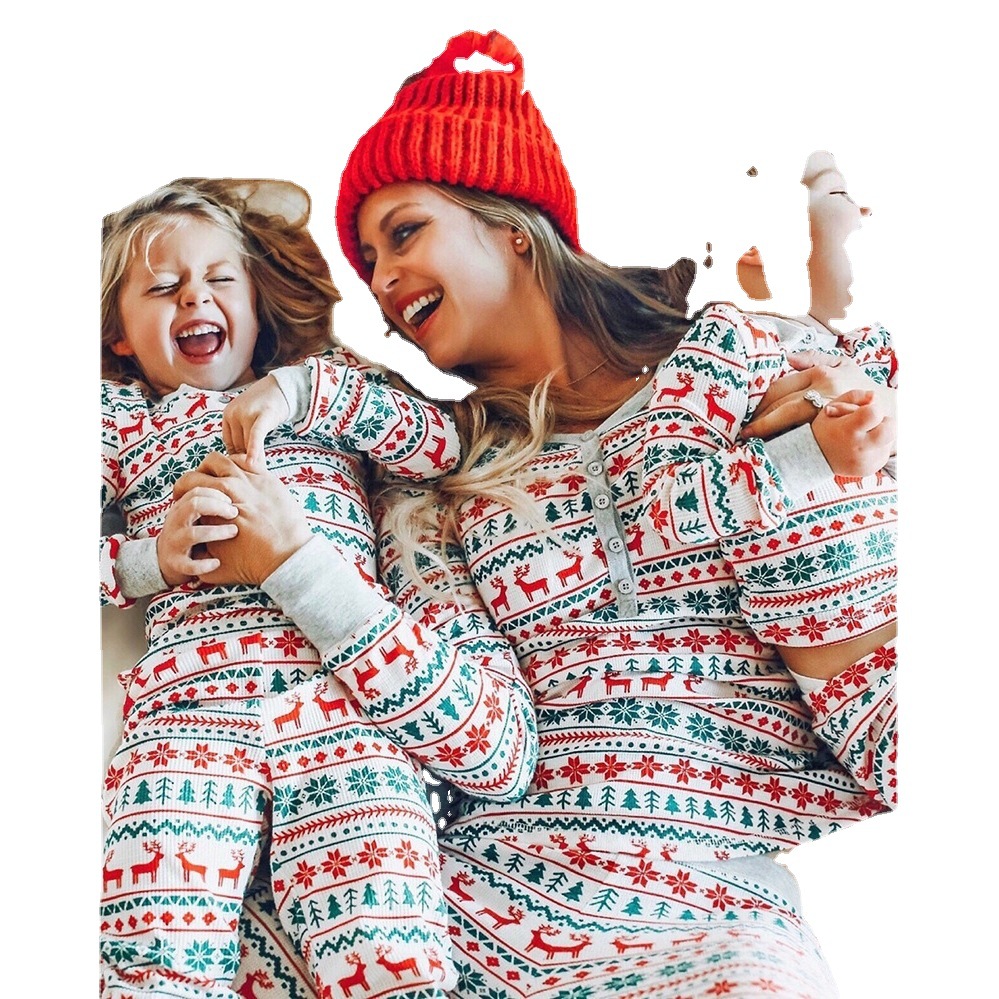 Amazon Independent Station Hot Sale 2022 Autumn and Winter Christmas New Parent-Child Wear Loungewear Suit Pajamas