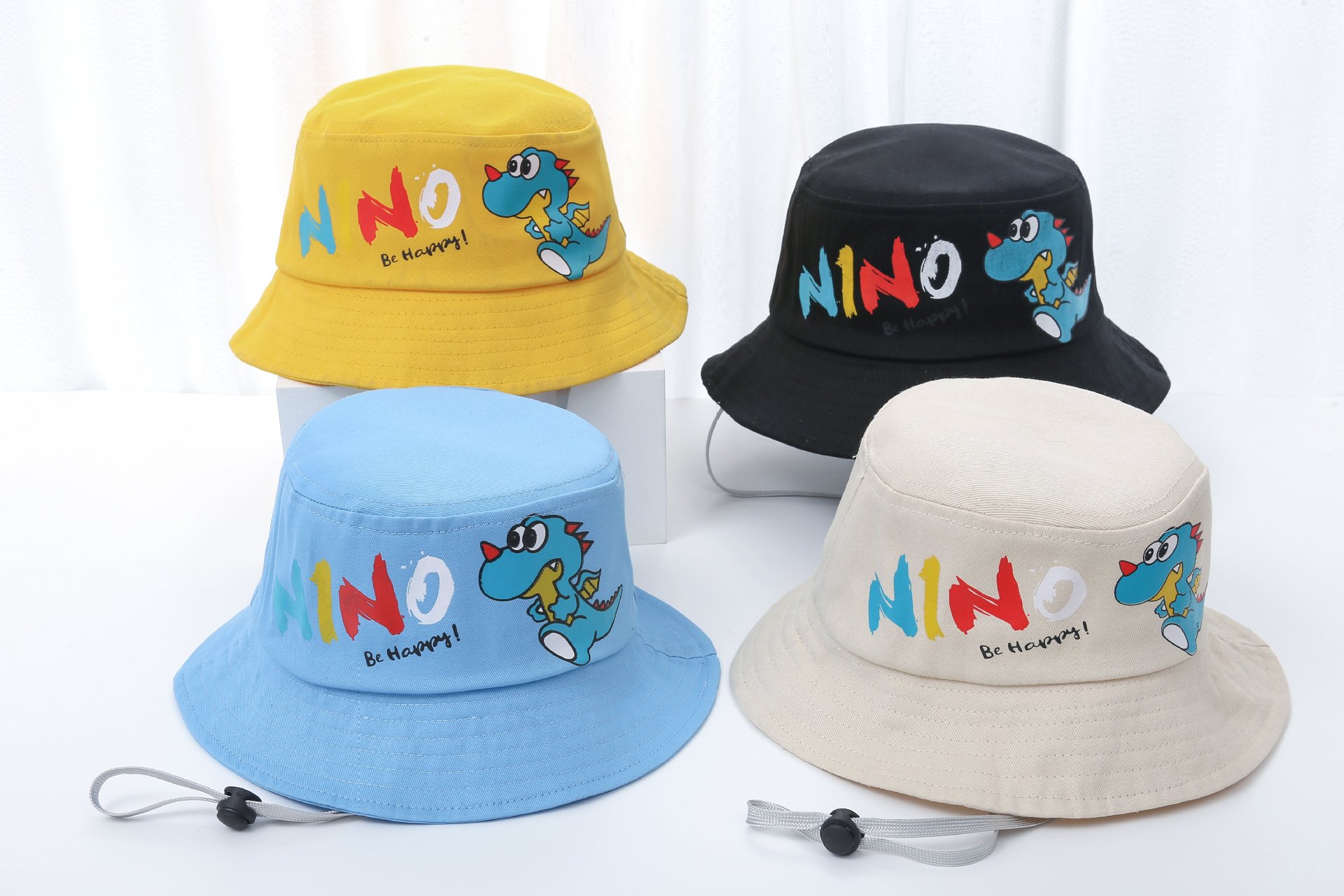 spring and summer children‘s hat cartoon dinosaur baby cap bucket hat outdoor travel sunshade breathable sun protection manufacturer batch