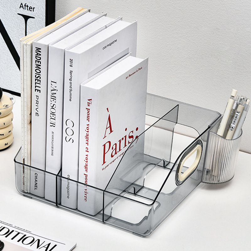 书立文件架亚克力宿舍桌面透明书架书桌书本收纳教师办公桌置物架