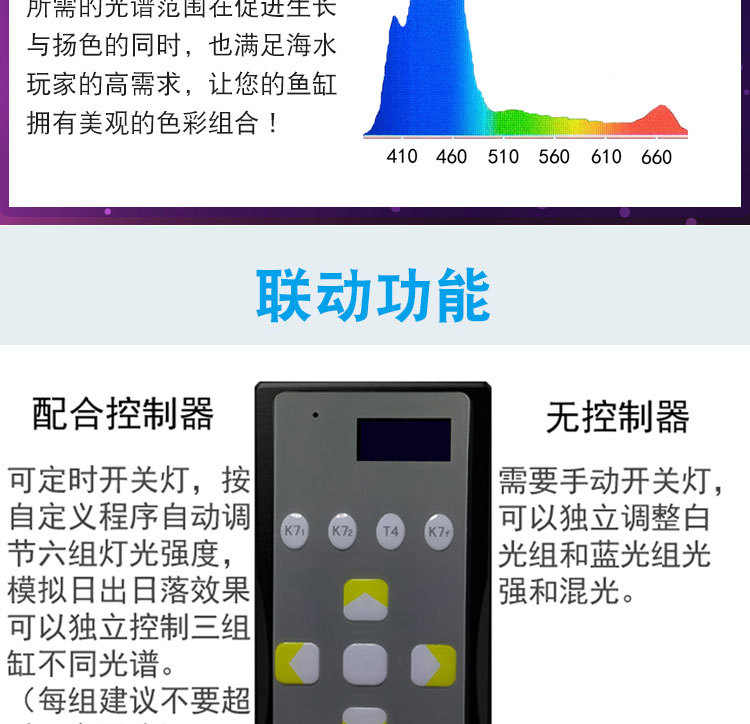 纽斯k7二代 三代led全光谱水族箱鱼缸海缸灯珊瑚灯日出日落海水灯
