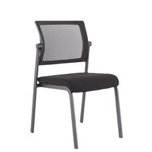 黑色网布四脚会议椅靠背可活动培训椅可叠放办公椅带滑轮扶手椅子