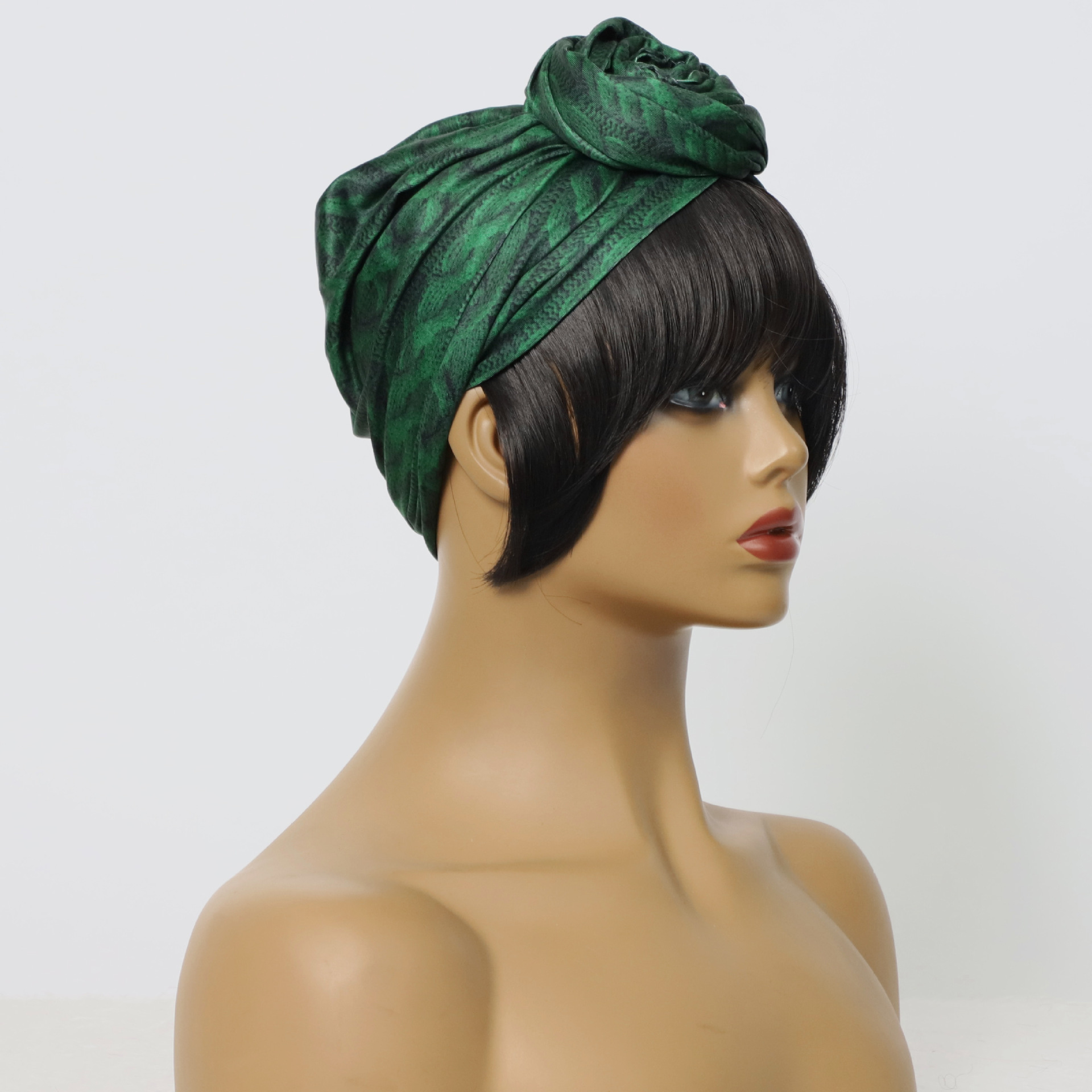 跨境厂家批发外贸新款布帽假发 空气刘海一体帽子欧美女士抽绳款