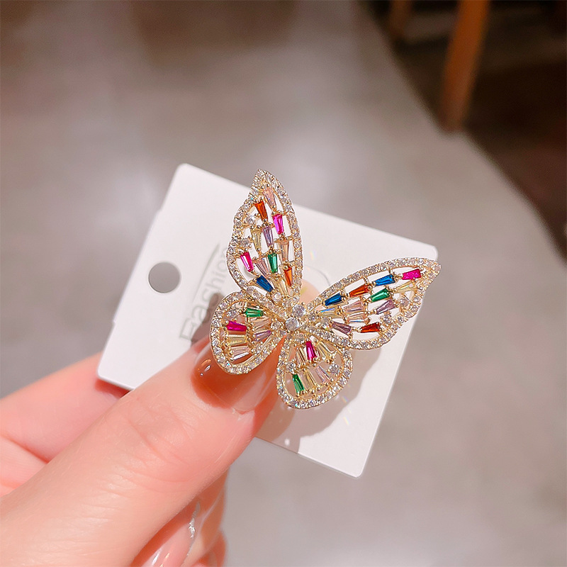 High-End Luxury Super Fairy Zircon Butterfly Open Index Finger Ring Ins Trendy Korean Style Internet Celebrity Normcore Style Ring Women