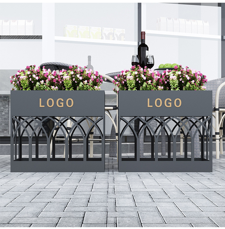 户外铁艺花箱组合花坛房地产咖啡厅室外隔断广场外摆创意造型花架