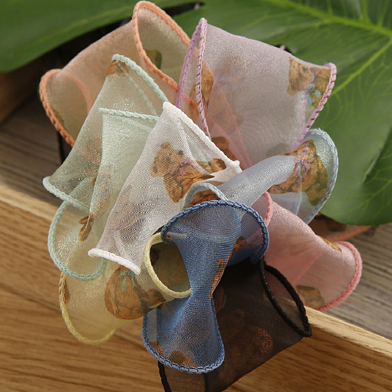 bear organza cartoon ribbon 40mm 70mm 200yards chiffon silk